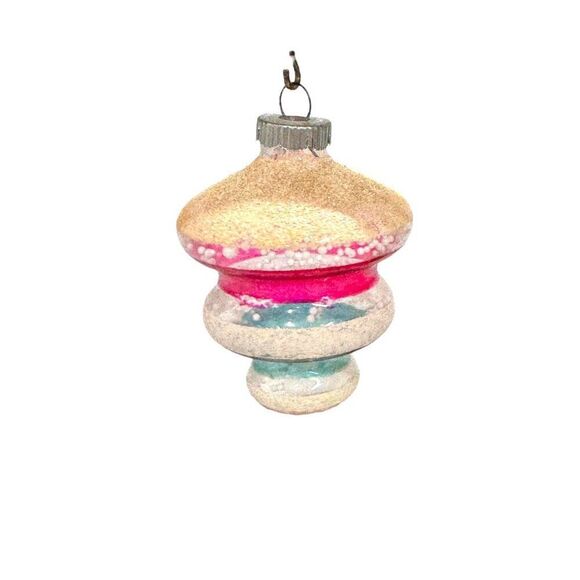 Vintage Shiny Brite Striped Mercury UFO Lantern Tornado Atom Atomic Ornament Lot - Picture 13 of 13